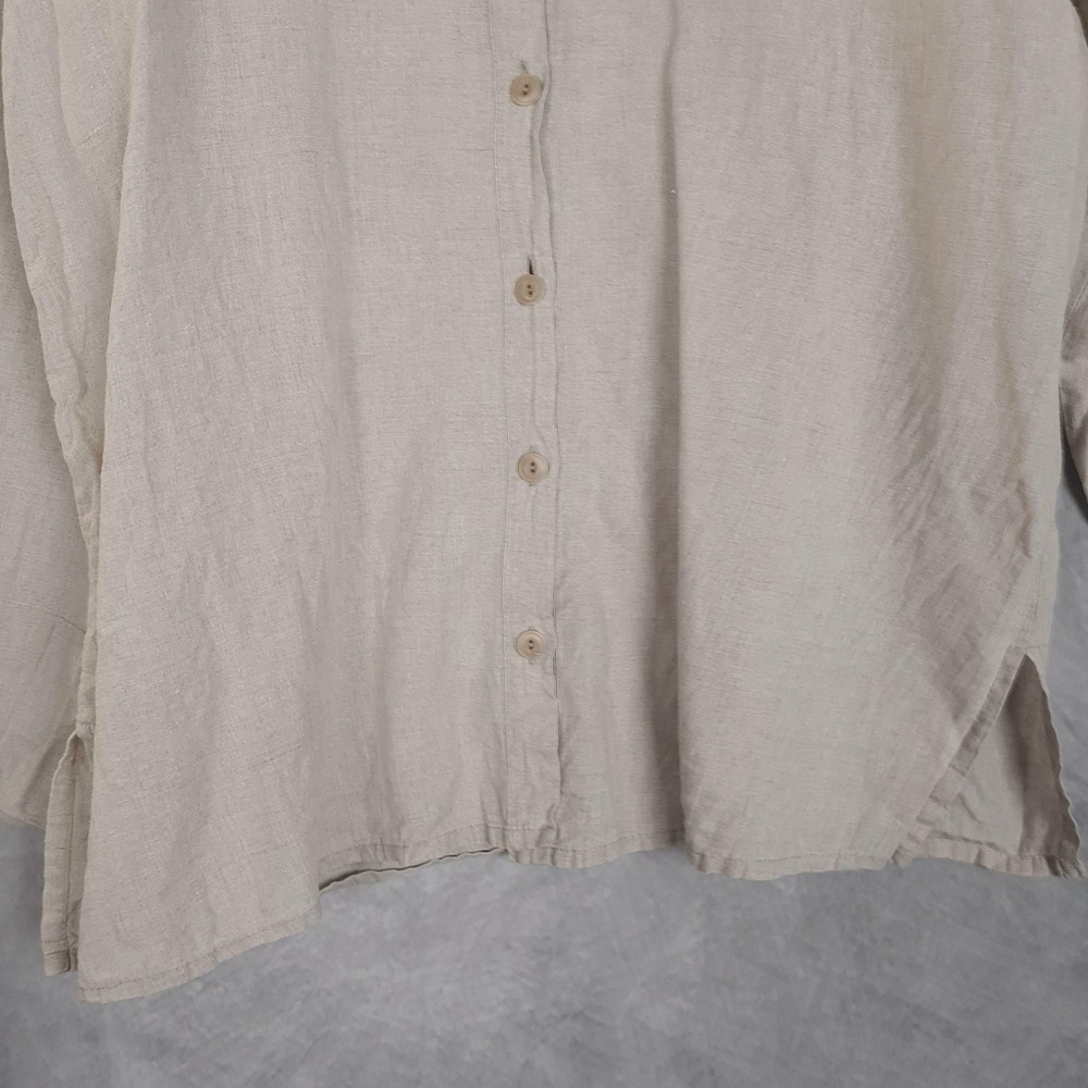 Flax Cream Button-Front V-Neck Tunic - Picture 8 of 16